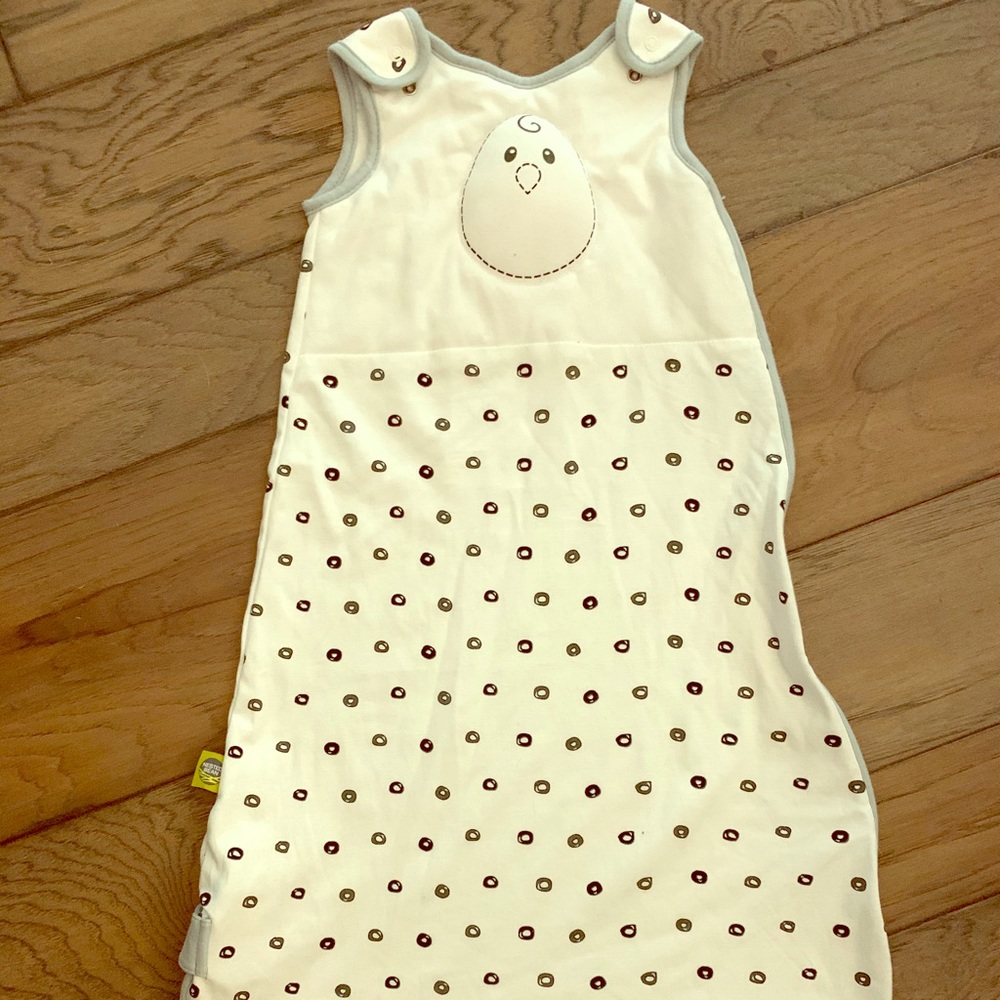 Nested bean sleep sack in white with black dots